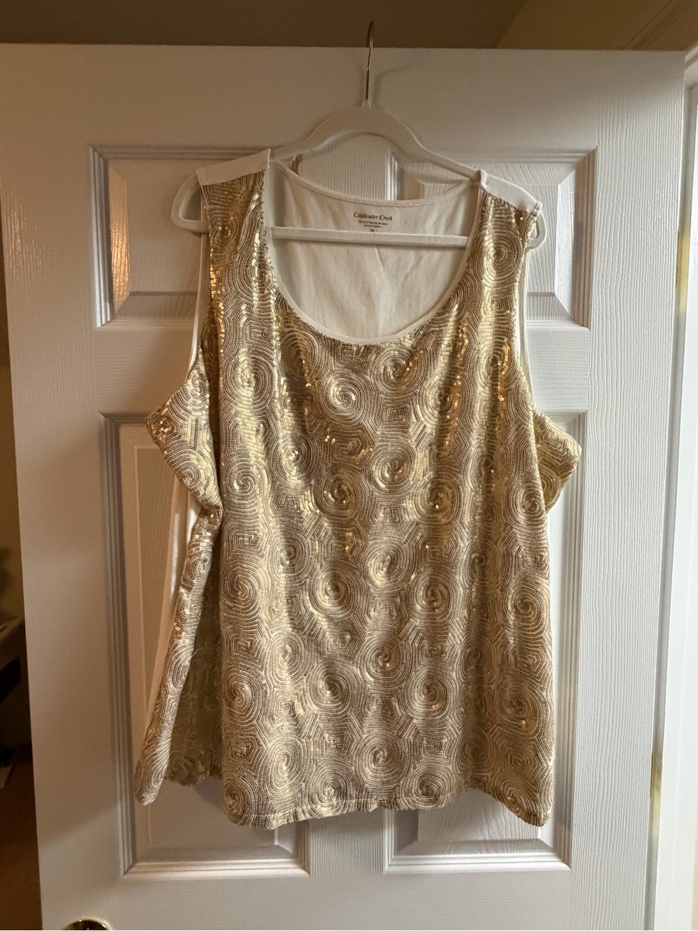 Coldwater Creek Gold Sequin Spiral Tank